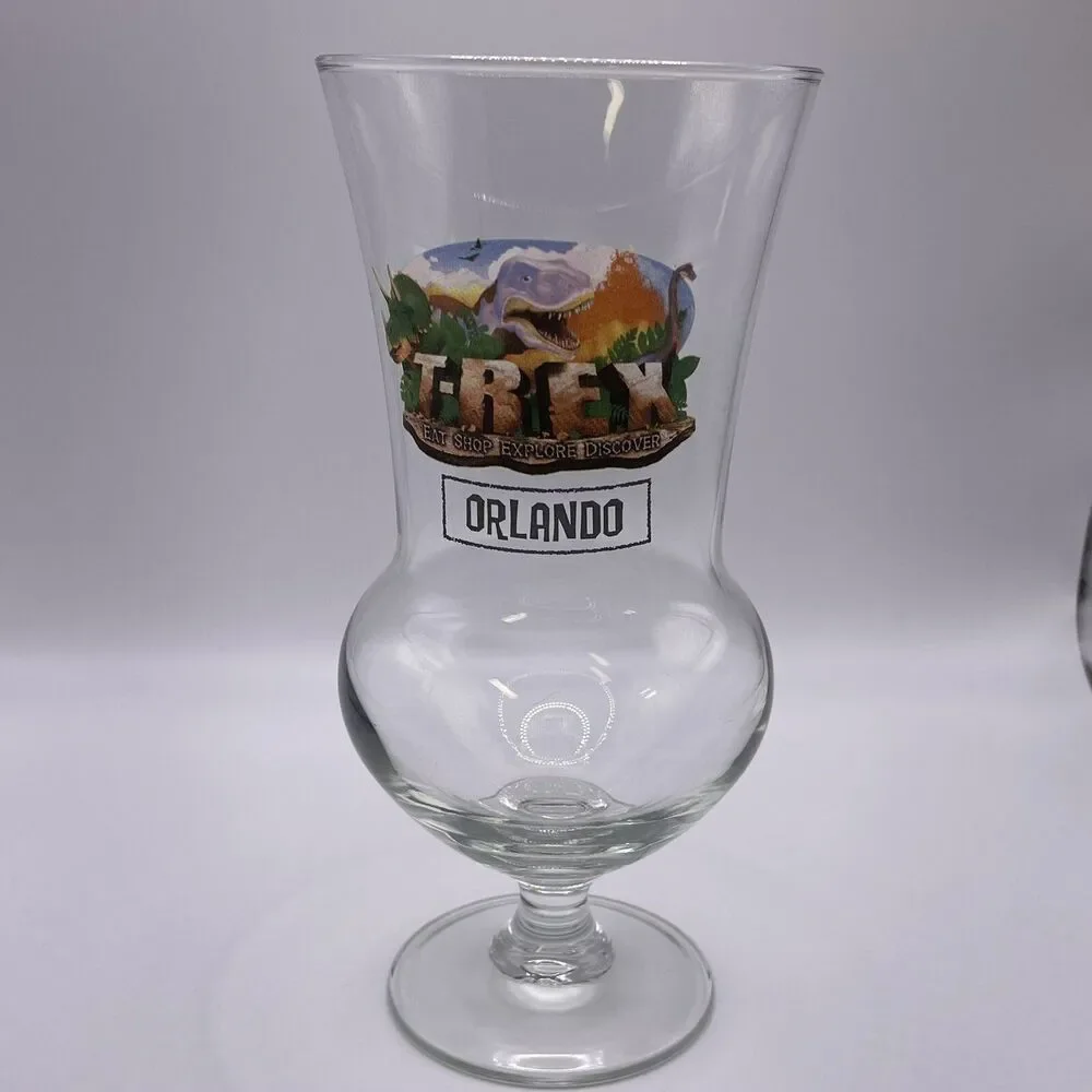 T Rex Restaurant Disney Springs Orlando Souvenir Logo Hurricane Glass 16 oz